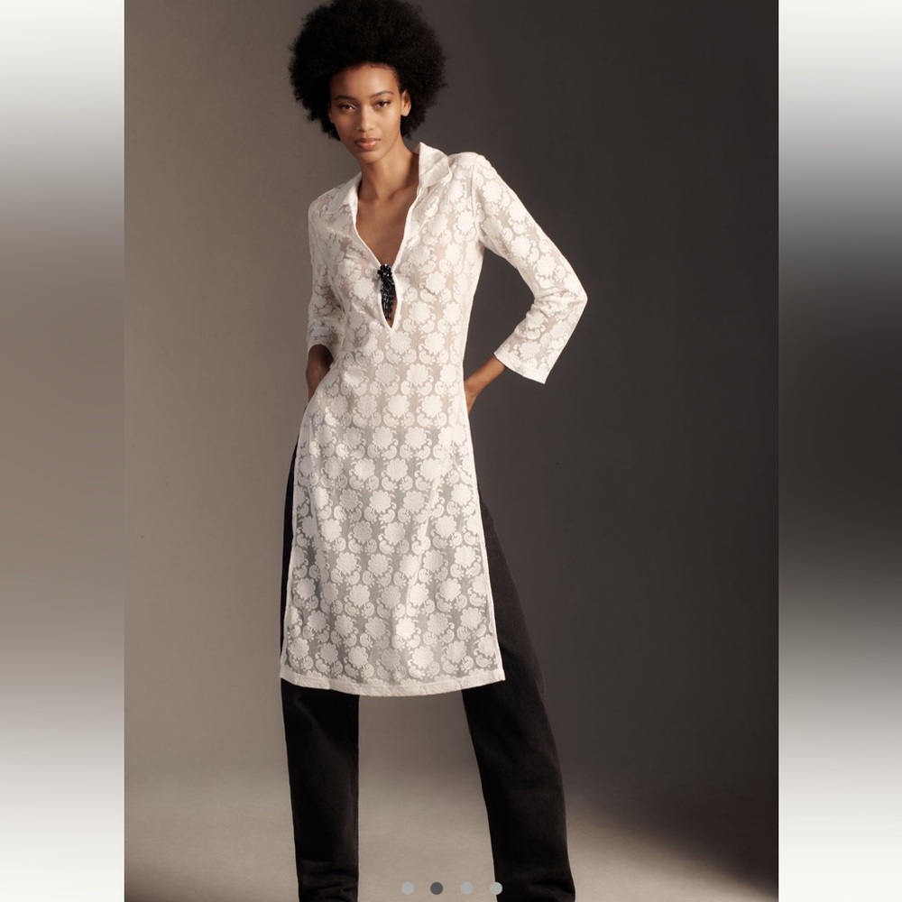Long-Sleeve Sheer Lace Top